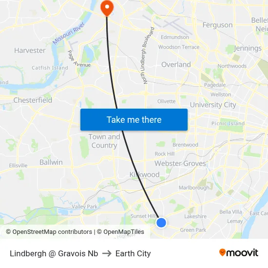Lindbergh @ Gravois Nb to Earth City map
