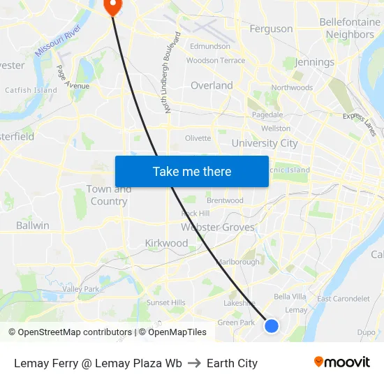 Lemay Ferry @ Lemay Plaza Wb to Earth City map
