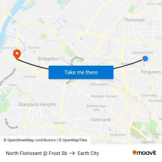 North Florissant @ Frost Sb to Earth City map