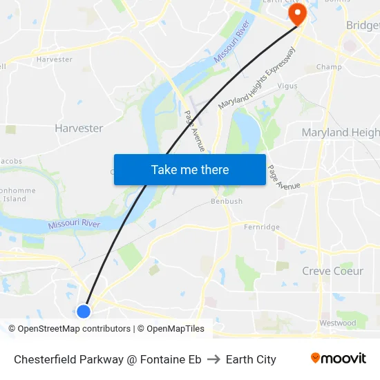 Chesterfield Parkway @ Fontaine Eb to Earth City map