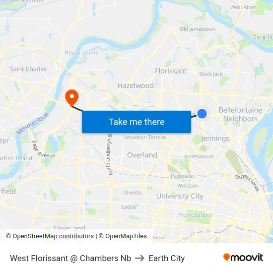 West Florissant @ Chambers Nb to Earth City map
