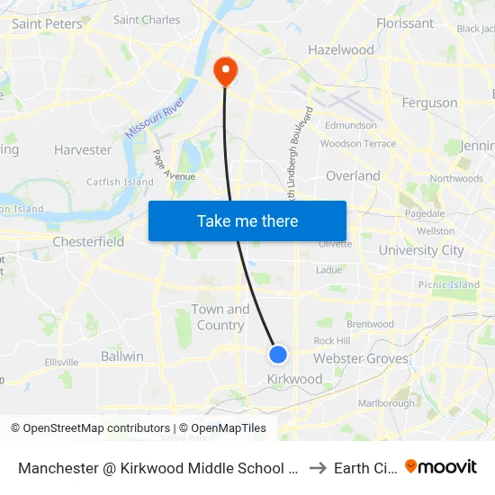 Manchester @ Kirkwood Middle School Wb to Earth City map