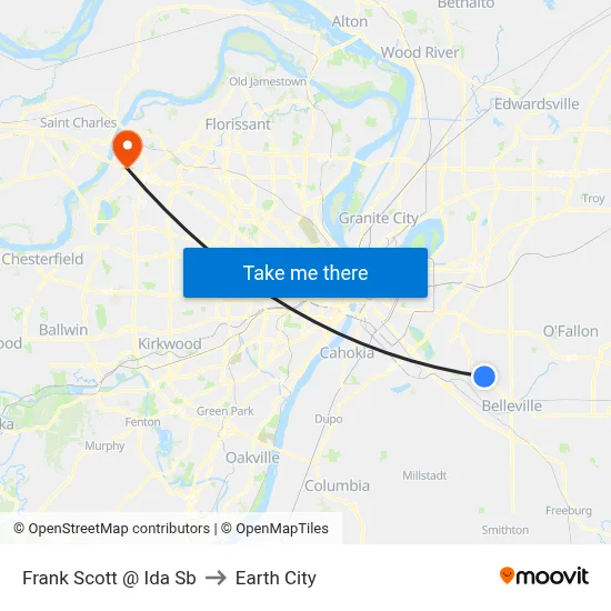 Frank Scott @ Ida Sb to Earth City map