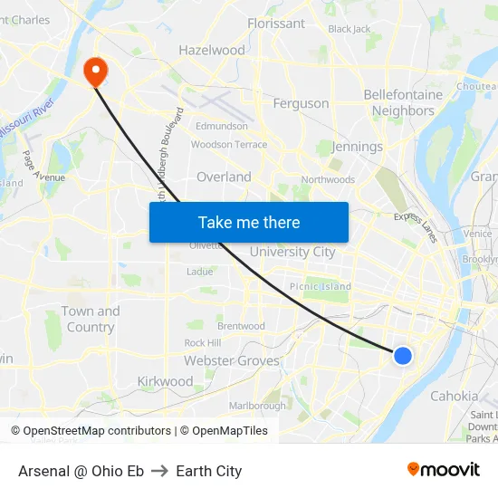 Arsenal @ Ohio Eb to Earth City map