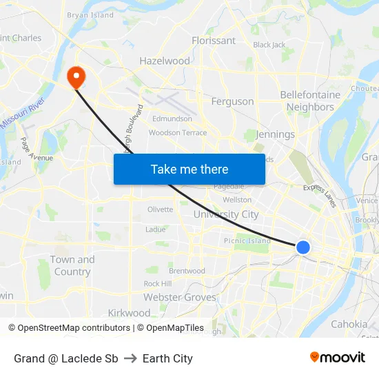 Grand @ Laclede Sb to Earth City map
