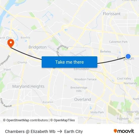 Chambers @ Elizabeth Wb to Earth City map