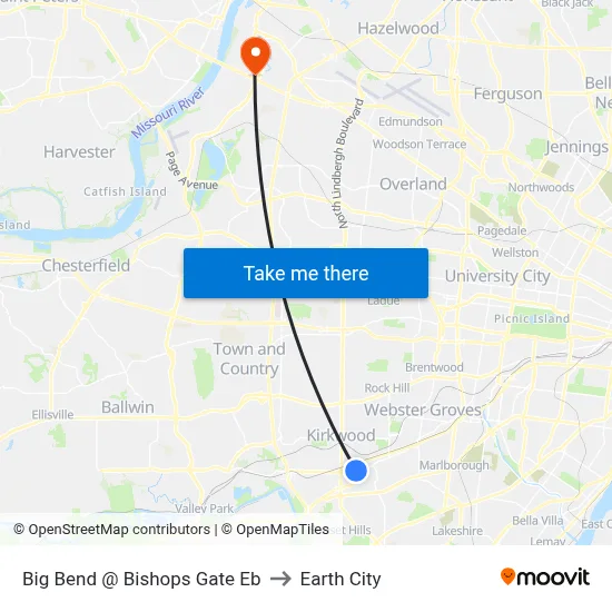 Big Bend @ Bishops Gate Eb to Earth City map