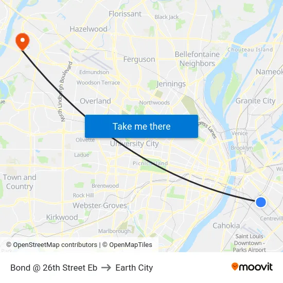 Bond @ 26th Street Eb to Earth City map