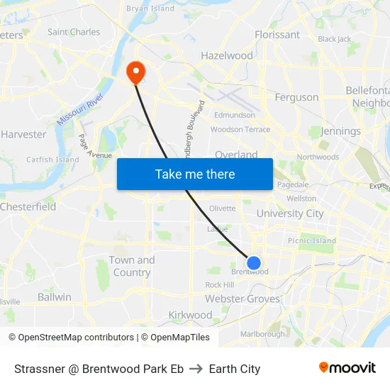 Strassner @ Brentwood Park Eb to Earth City map