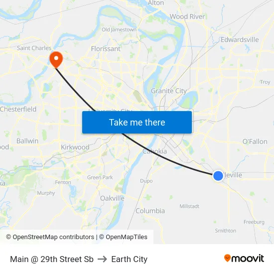 Main @ 29th Street Sb to Earth City map