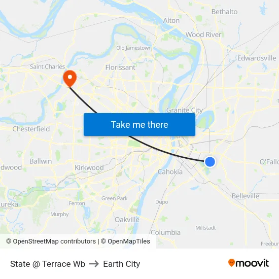 State @ Terrace Wb to Earth City map