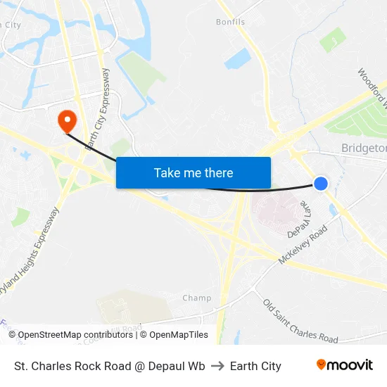 St. Charles Rock Road @ Depaul Wb to Earth City map
