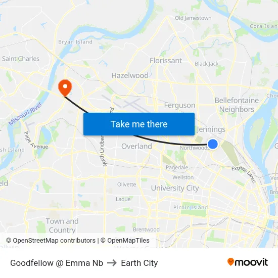 Goodfellow @ Emma Nb to Earth City map