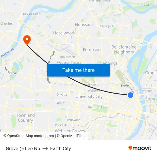 Grove @ Lee Nb to Earth City map