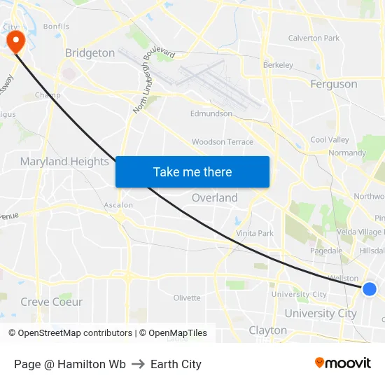 Page @ Hamilton Wb to Earth City map