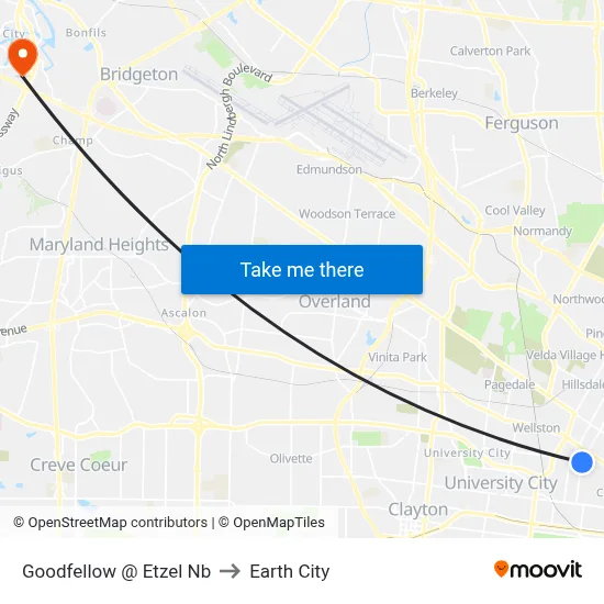 Goodfellow @ Etzel Nb to Earth City map