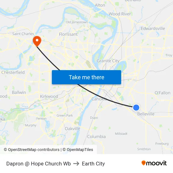 Dapron @ Hope Church Wb to Earth City map