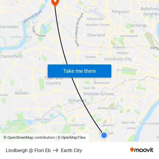 Lindbergh @ Flori Eb to Earth City map