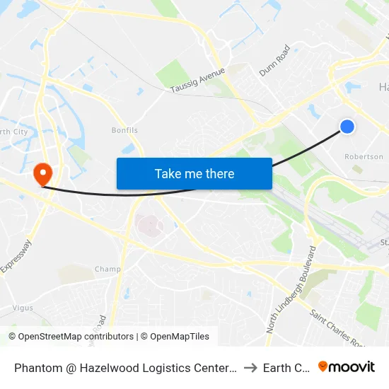 Phantom @ Hazelwood Logistics Center Nb to Earth City map