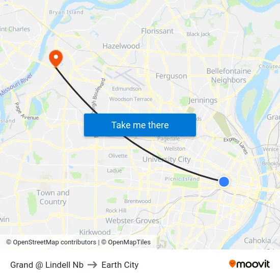 Grand @ Lindell Nb to Earth City map
