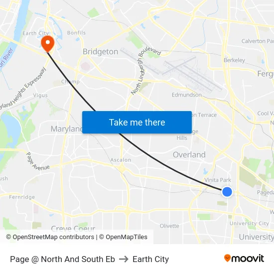 Page @ North And South Eb to Earth City map