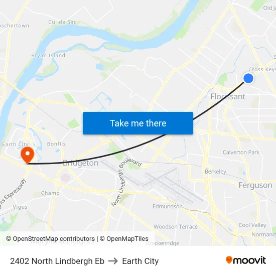 2402 North Lindbergh Eb to Earth City map
