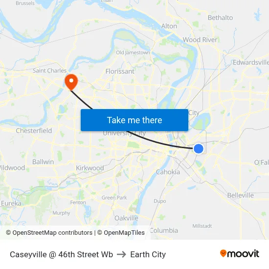 Caseyville @ 46th Street Wb to Earth City map
