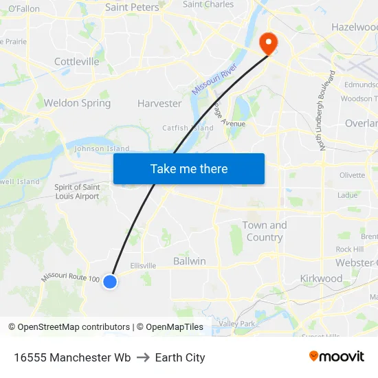 16555 Manchester Wb to Earth City map