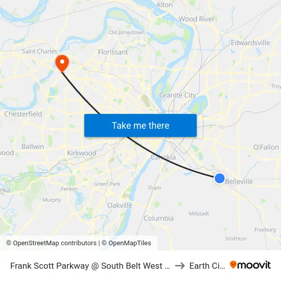 Frank Scott Parkway @ South Belt West Sb to Earth City map