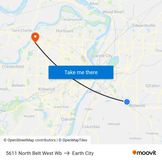 5611 North Belt West Wb to Earth City map