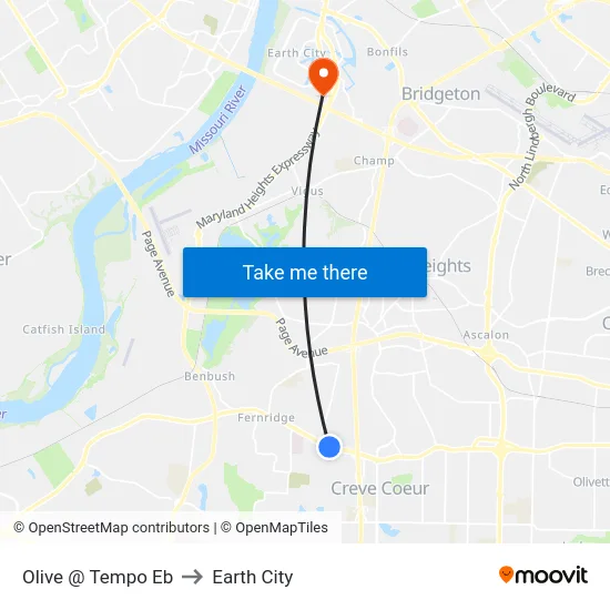 Olive @ Tempo Eb to Earth City map