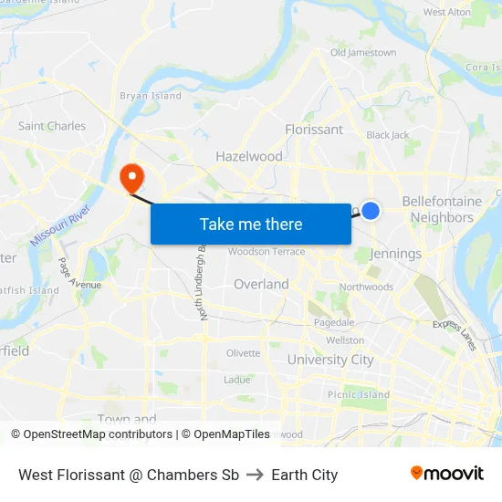 West Florissant @ Chambers Sb to Earth City map
