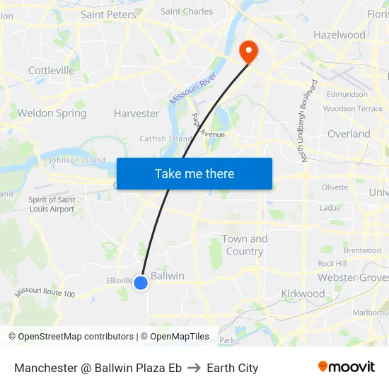 Manchester @ Ballwin Plaza Eb to Earth City map