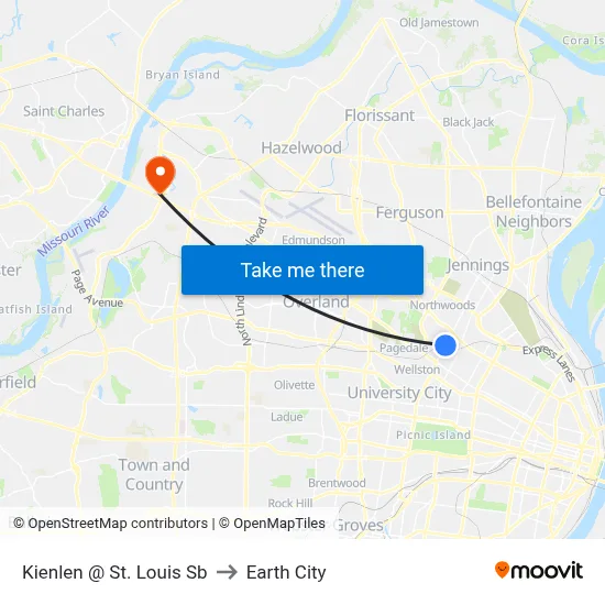 Kienlen @ St. Louis Sb to Earth City map