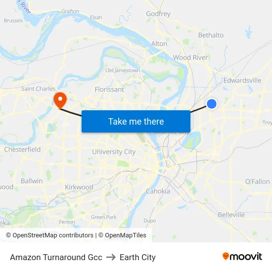 Amazon Turnaround Gcc to Earth City map