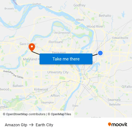 Amazon Gtp to Earth City map