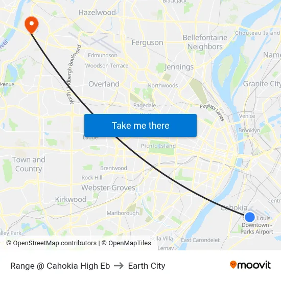 Range @ Cahokia High Eb to Earth City map