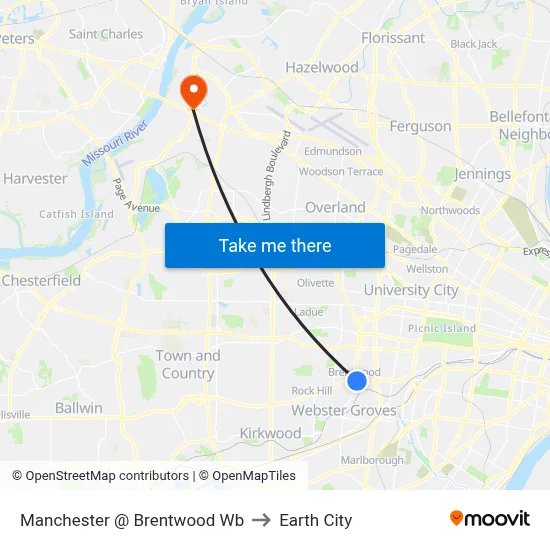 Manchester @ Brentwood Wb to Earth City map