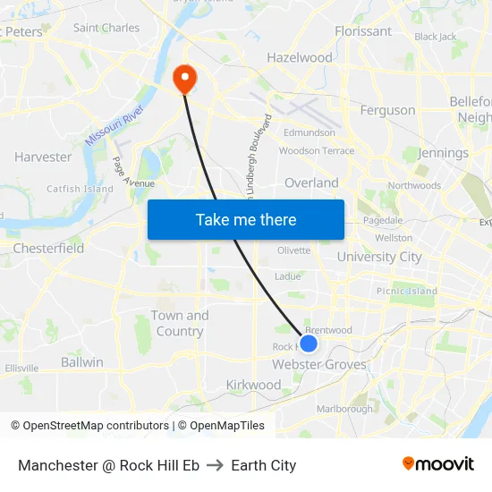 Manchester @ Rock Hill Eb to Earth City map