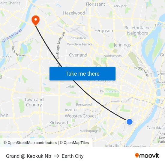 Grand @ Keokuk Nb to Earth City map