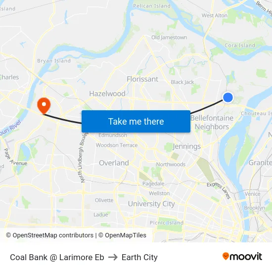 Coal Bank @ Larimore Eb to Earth City map