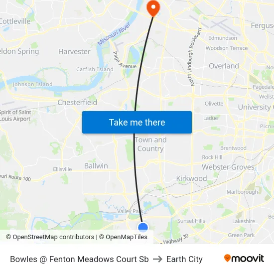 Bowles @ Fenton Meadows Court Sb to Earth City map