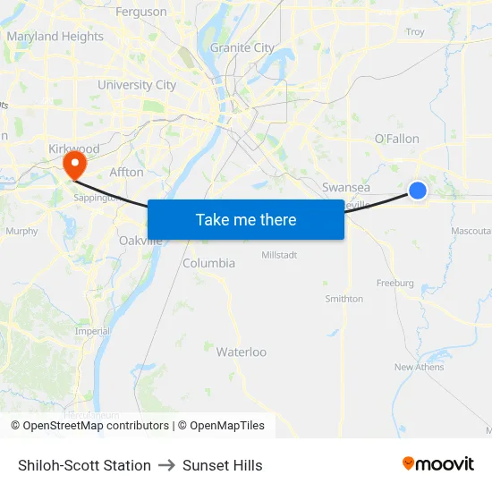 Shiloh-Scott Station to Sunset Hills map