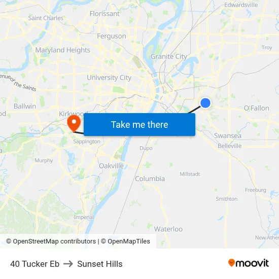 40 Tucker Eb to Sunset Hills map