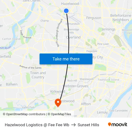 Hazelwood Logistics @ Fee Fee Wb to Sunset Hills map
