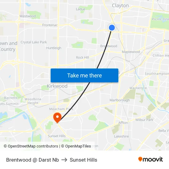 Brentwood @ Darst Nb to Sunset Hills map