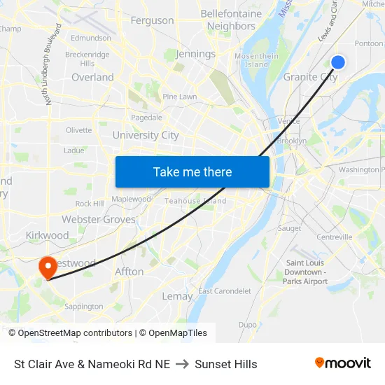 St Clair Ave & Nameoki Rd NE to Sunset Hills map