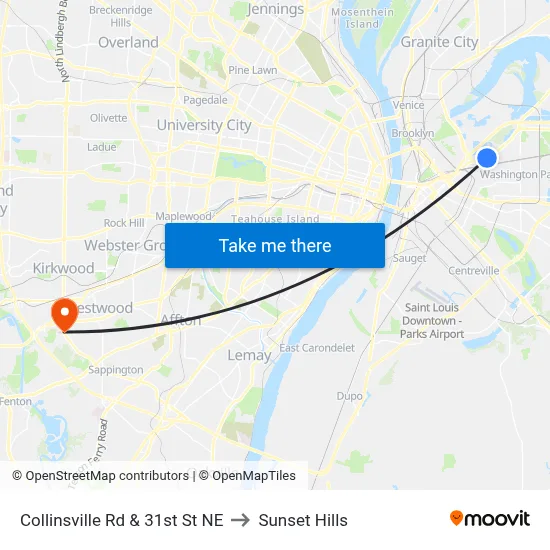 Collinsville Rd & 31st St NE to Sunset Hills map