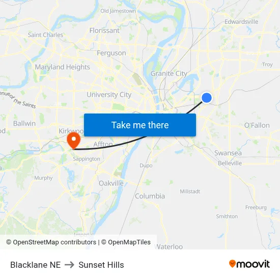 Blacklane NE to Sunset Hills map