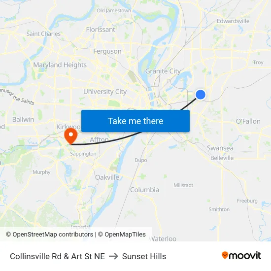 Collinsville Rd & Art St NE to Sunset Hills map
